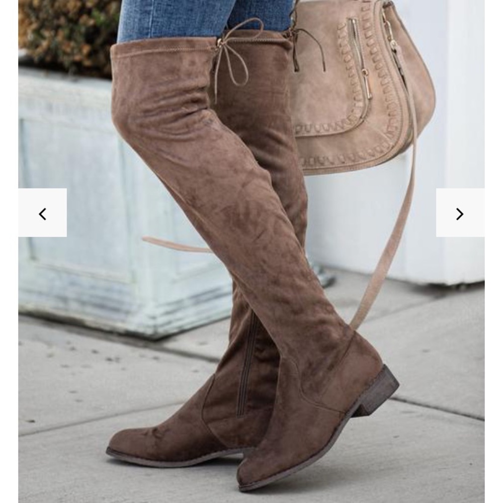 VICI Olympia Faux Suede Over The Knee Boot- Mocha